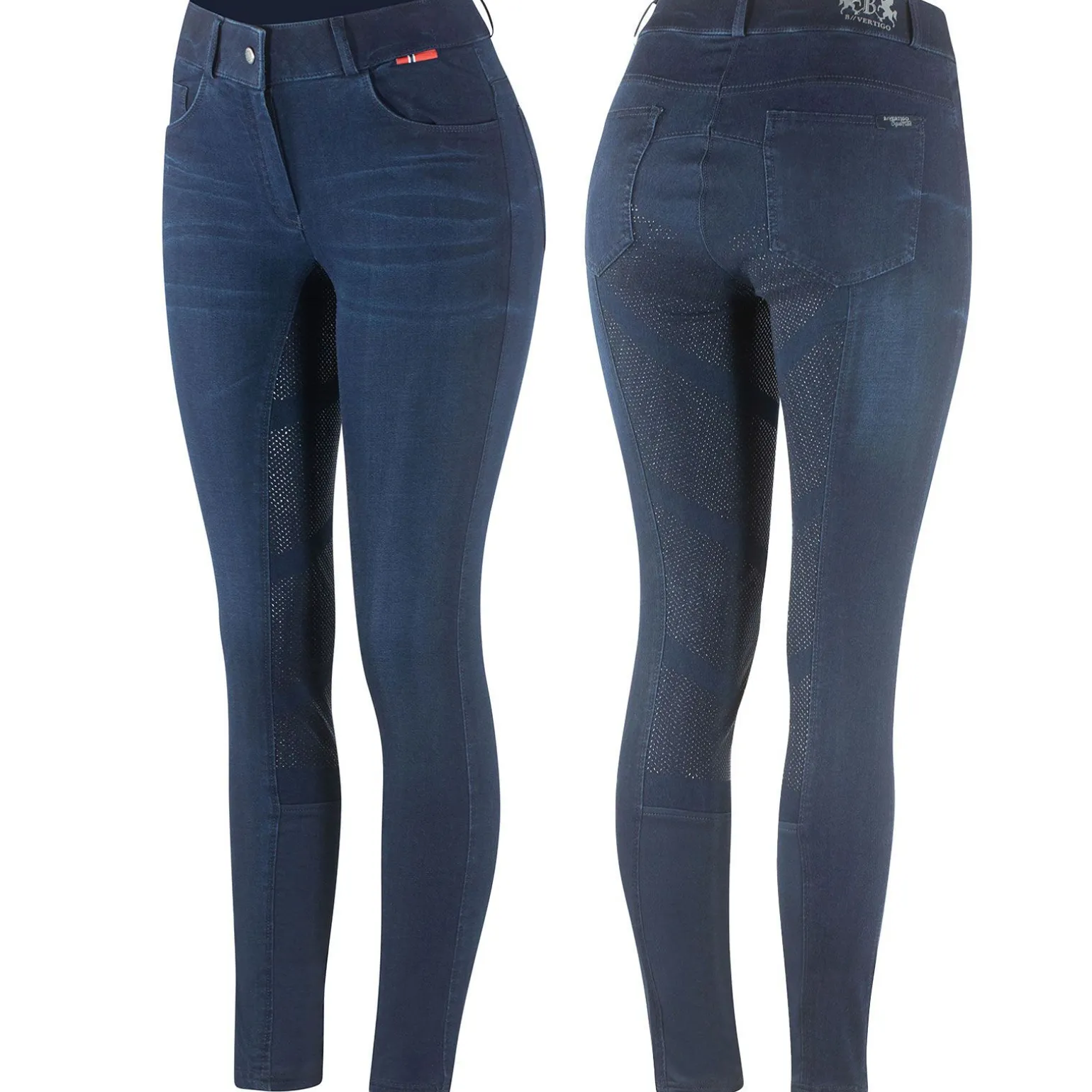 B Vertigo Elle denim ridebukse, helforsterket med silikon, dame