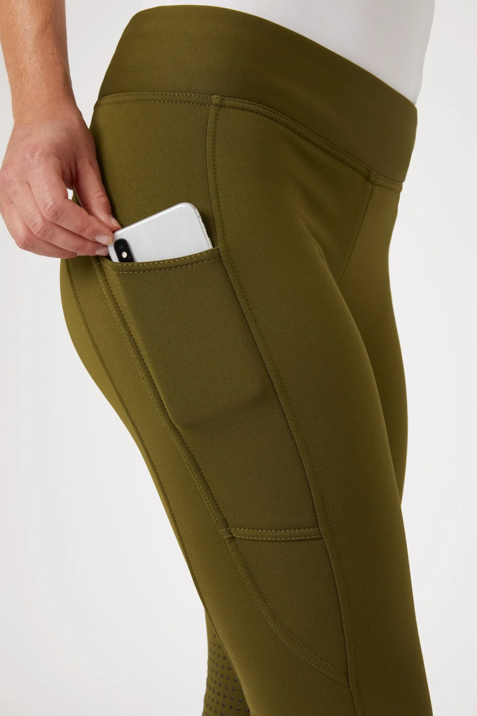 Horze Active helforsterkede ridetights til vinteren med knegrip og telefonlomme