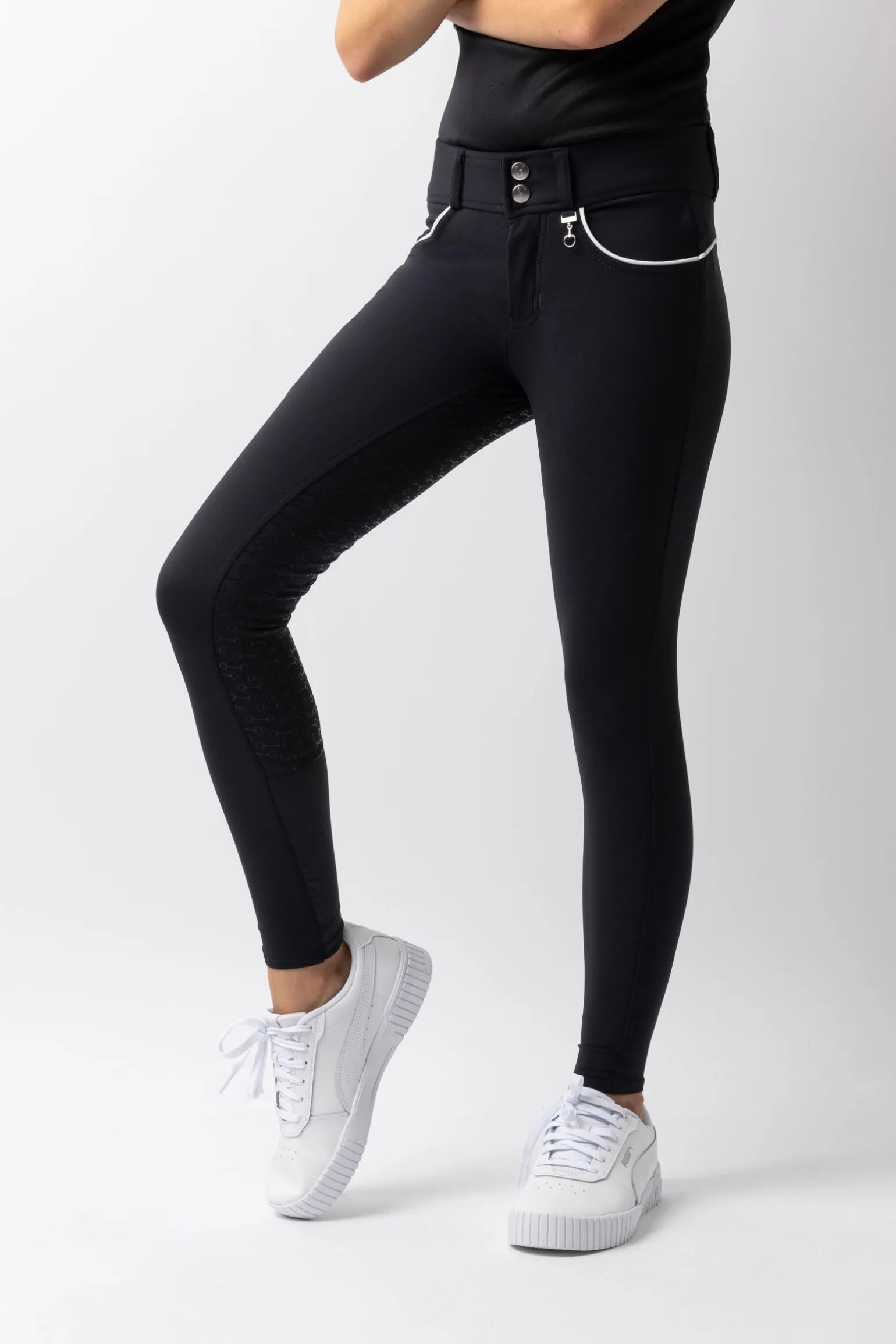 Horze Aubrey ridebukse, helforsterket med silikon, høyt liv, barn