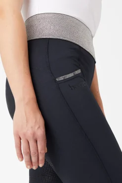 Horze helforsterket ridetights med silikon og glitterlinning, dame
