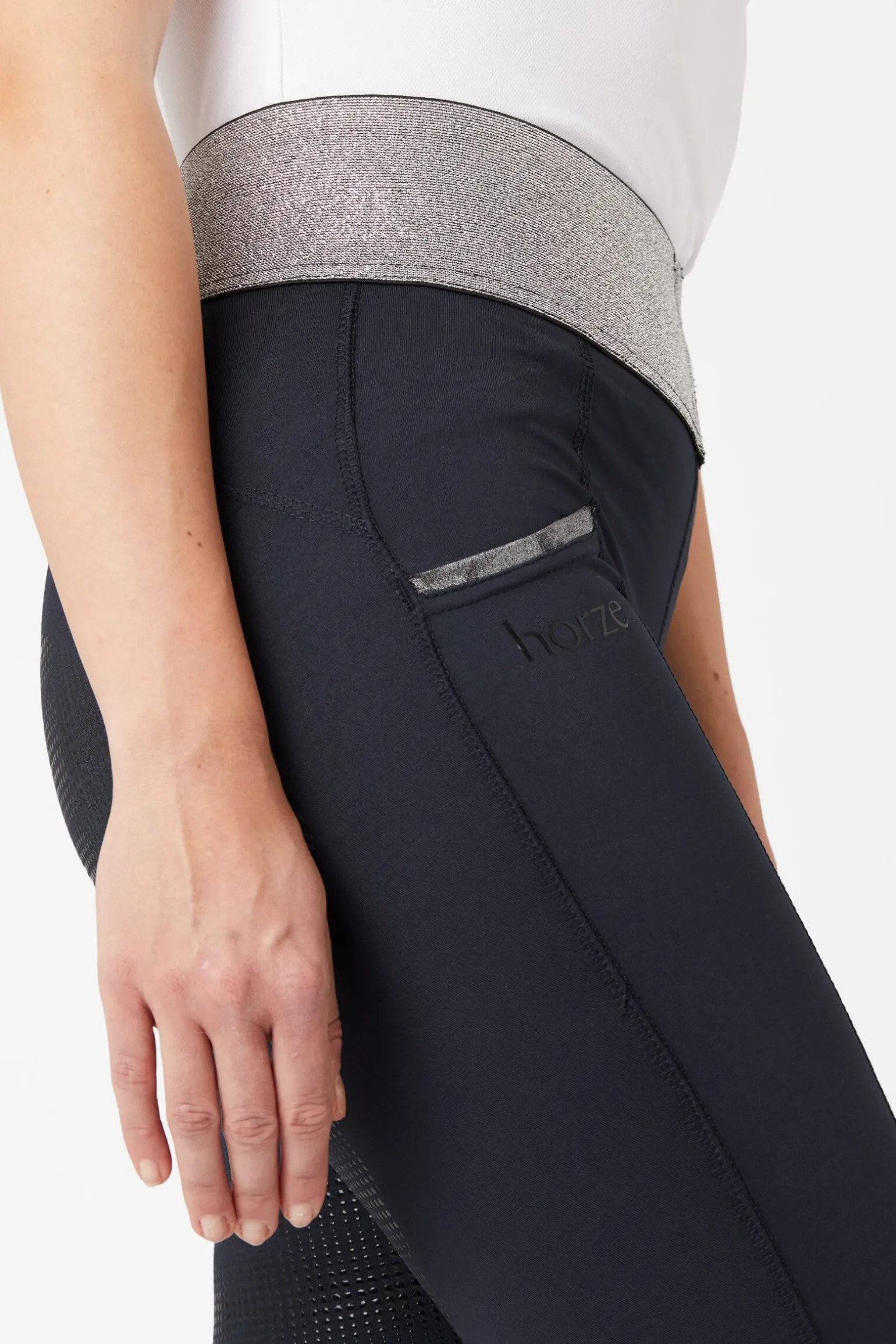 Horze helforsterket ridetights med silikon og glitterlinning, dame