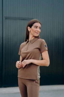 Horze Sagria treningsskjorte med gyllen rygg, dame