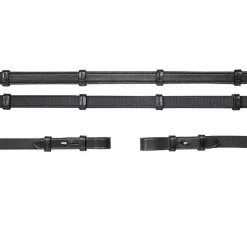 Schockermöhle Sports lærtæyler (gummiert innside), tøyler til Double Bridle Basic