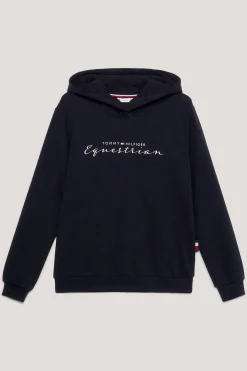 Tommy Hilfiger Equestrian Metallic Logo Grafisk hettegenser for kvinner